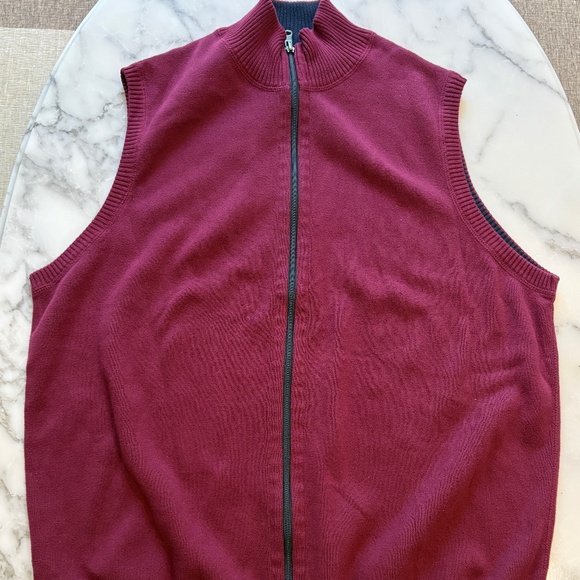 Alan Flusser Other - Alan Flusser 100% Cotton Full Zip Maroon Sweater Vest